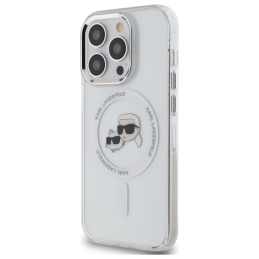 „Karl Lagerfeld IML Metal Karl & Choupette Head MagSafe“ dėklas, skirtas „iPhone 14 Pro Max“ – baltas