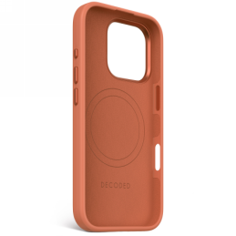 „Decoded“ antimikrobinis silikoninis galinis dėklas su „MagSafe“, skirtas „iPhone 16 Pro“ – oranžinis