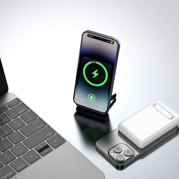 Išorinė baterija Dudao K14S+ 10000mAh 20W USB-A / USB-C / MagSafe su stovu - balta