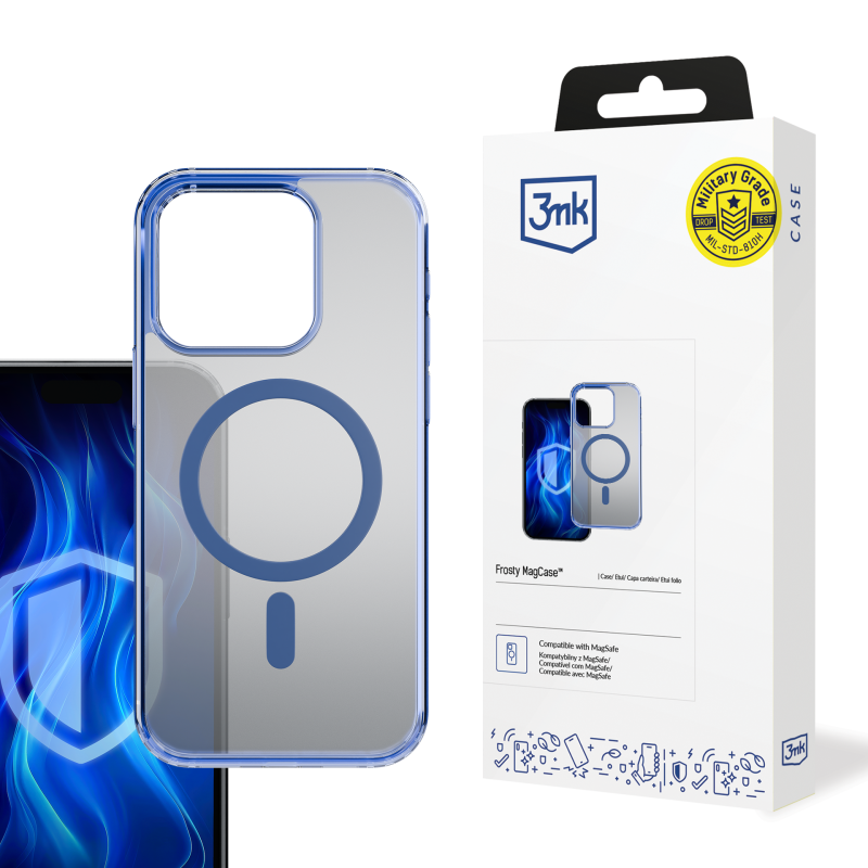 3mk Frosty MagCase mėlynas dėklas Apple iPhone 16 Pro Max - skaidrus