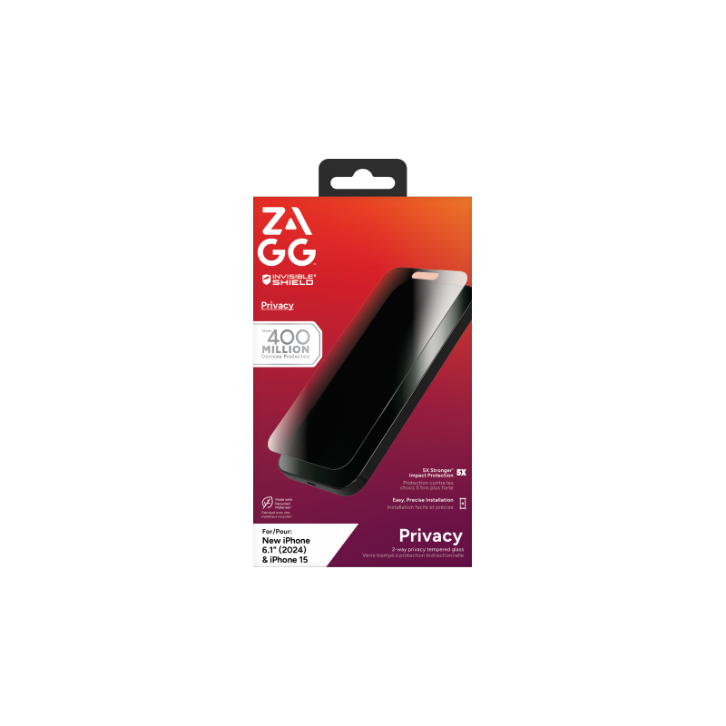 ZAGG InvisibleShield Glass Elite Privacy, skirtas iPhone 15/ 16