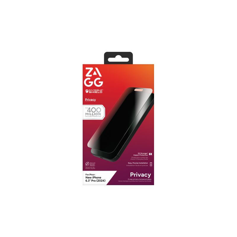ZAGG InvisibleShield Glass Elite Privacy, skirtas iPhone 16 Pro