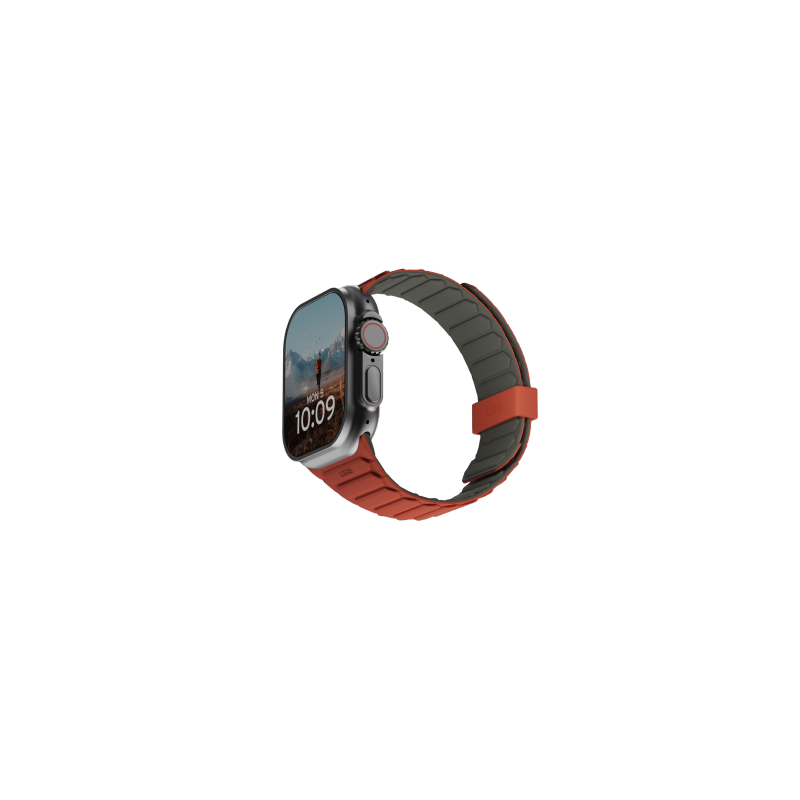 UAG Pathfinder silikoninis dvipusis magnetinis dirželis Apple Watch 42 / 44 / 45 / 46 / 49 mm - pilkai oranžinis