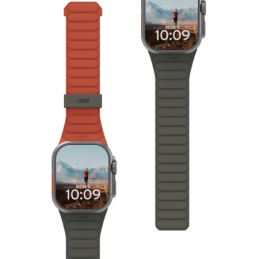 UAG Pathfinder silikoninis dvipusis magnetinis dirželis Apple Watch 42 / 44 / 45 / 46 / 49 mm - pilkai oranžinis