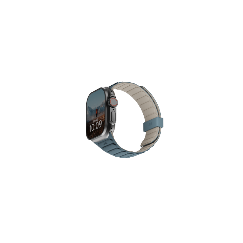 UAG Pathfinder silikoninis dvipusis magnetinis dirželis Apple Watch 42 / 44 / 45 / 46 / 49 mm - pilkai mėlynas