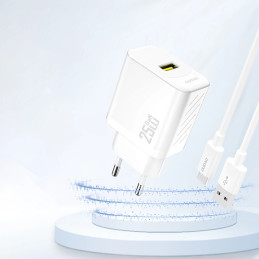 „Dudao A27S 25W GaN USB-A“ įkroviklis – baltas