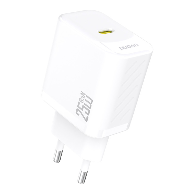„Dudao A27 25W GaN USB-C“ sieninis įkroviklis – baltas