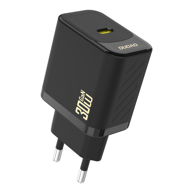 „Dudao A27P 30W PD GaN USB-C“ sieninis įkroviklis – juodas