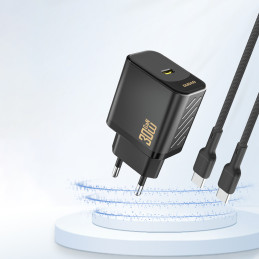 „Dudao A27P 30W PD GaN USB-C“ sieninis įkroviklis – juodas