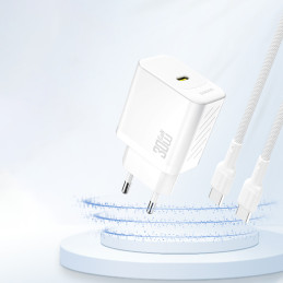 „Dudao A27P 30W PD GaN USB-C“ sieninis įkroviklis – baltas