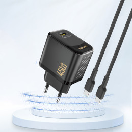 „Dudao A28“ 45 W „GaN USB-C“ sieninis įkroviklis – juodas