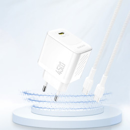 „Dudao A28“ 45 W „GaN USB-C“ sieninis įkroviklis – baltas