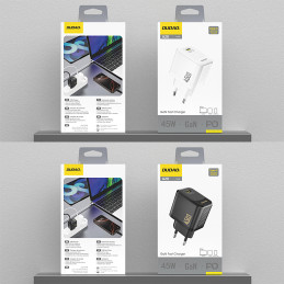 „Dudao A28“ 45 W „GaN USB-C“ sieninis įkroviklis – baltas