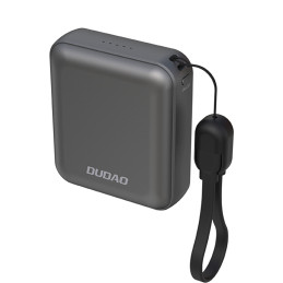Nešiojamoji baterija Dudao K22+ 10000mAh 22.5W USB-C su pakabuku/ laidu - pilka
