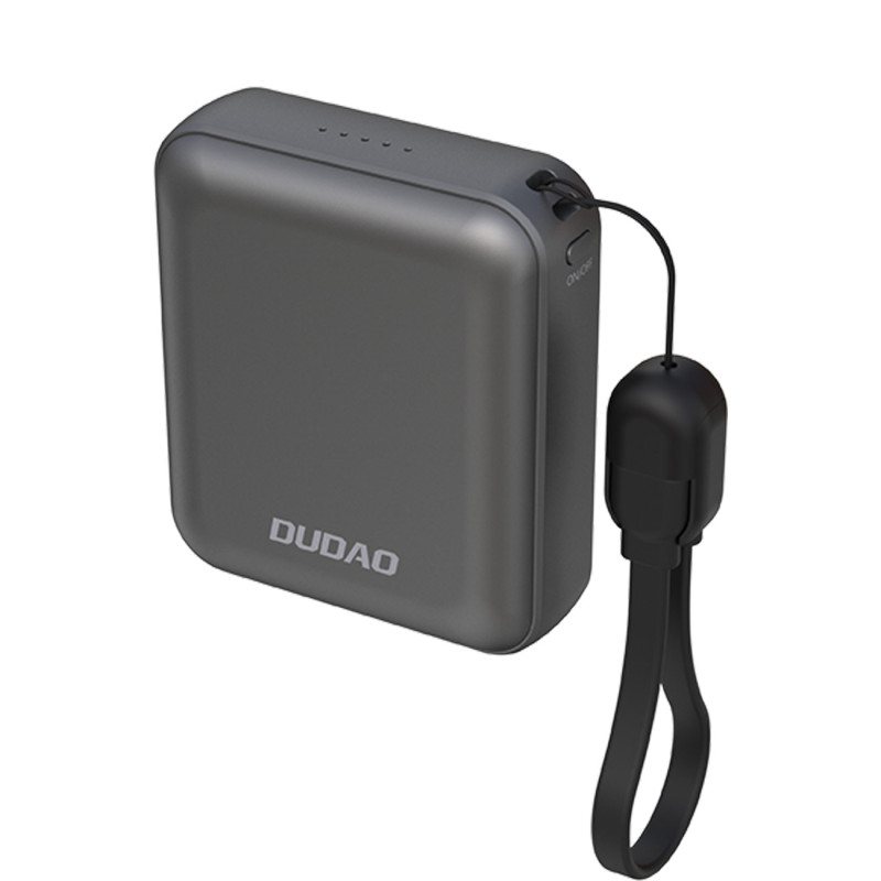 Nešiojamoji baterija Dudao K22+ 10000mAh 22.5W USB-C su pakabuku/ laidu - pilka