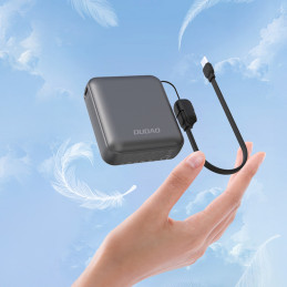 Nešiojamoji baterija Dudao K22+ 10000mAh 22.5W USB-C su pakabuku/ laidu - pilka