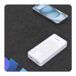 Nešiojamoji baterija Dudao K10Pro 2.4A 20000mAh 2 x USB-A - balta