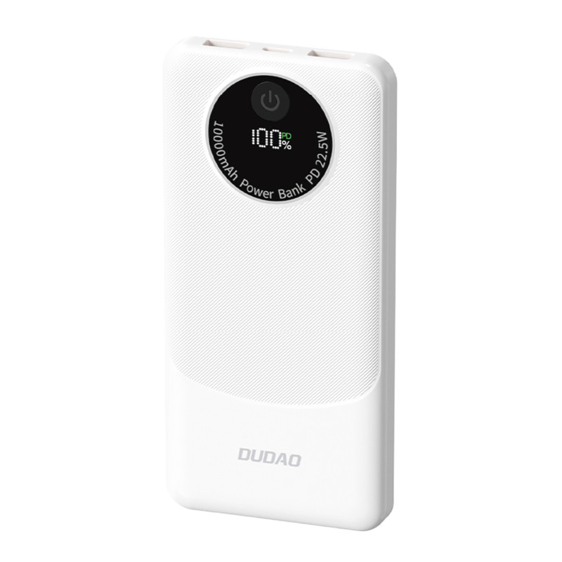 Nešiojamoji baterija Dudao K12 10000mAh PD22.5W USB-A, USB-C - balta