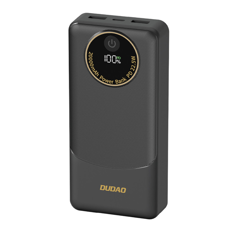 Nešiojamoji baterija Dudao K12Pro 22.5W PD 20000mAh USB-A, USB-C - juoda