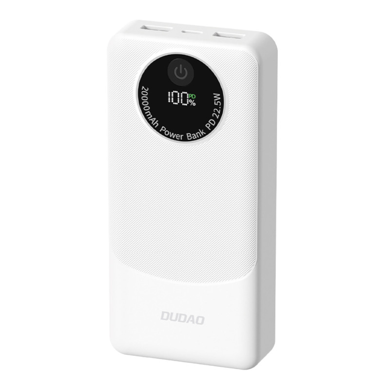 Nešiojamoji baterija Dudao K12Pro 22.5W PD 20000mAh USB-A, USB-C - balta