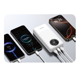 Nešiojamoji baterija Dudao K12Pro 22.5W PD 20000mAh USB-A, USB-C - balta