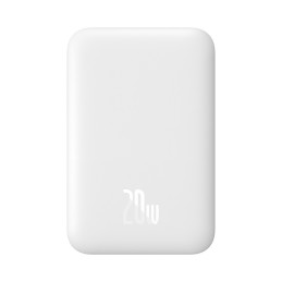 „Baseus Magnetic Mini Air PPCXM06A“ 6000mAh 20W išorinė baterija su „Simple Series“ USB-C laidu – balta