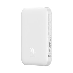 „Baseus Magnetic Mini Air PPCXM06A“ 6000mAh 20W išorinė baterija su „Simple Series“ USB-C laidu – balta
