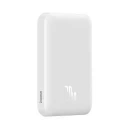 „Baseus Magnetic Mini Air PPCXM06A“ 6000mAh 20W išorinė baterija su „Simple Series“ USB-C laidu – balta