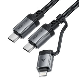 „Acefast C20-01 USB-C“ – USB-C/ Lightning laidas 60W/ 30W 480Mb/ s 3A 1,2 m – juodas