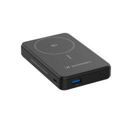 Išorinė baterija „Wozinsky WLWP-10KA0Y3S“ 22,5 W PD Qi2 10000 mAh, su stovu, 1x USB-A, 1x USB-C - juoda
