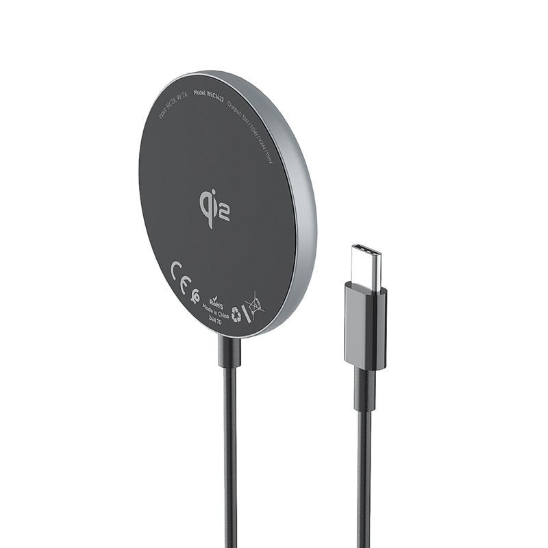 „Wozinsky“ 15 W belaidis Qi2 magnetinis indukcinis įkroviklis – juodas