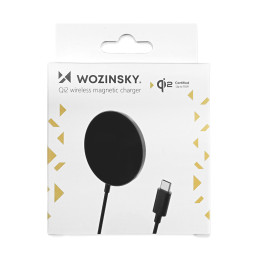 „Wozinsky“ 15 W belaidis Qi2 magnetinis indukcinis įkroviklis – juodas