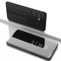 „Clear View“ dėklas, skirtas „Samsung Galaxy S25“ su atlenkiama danga – juodas