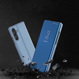 „Clear View“ dėklas, skirtas „Samsung Galaxy S25“ su atlenkiama danga – mėlynas