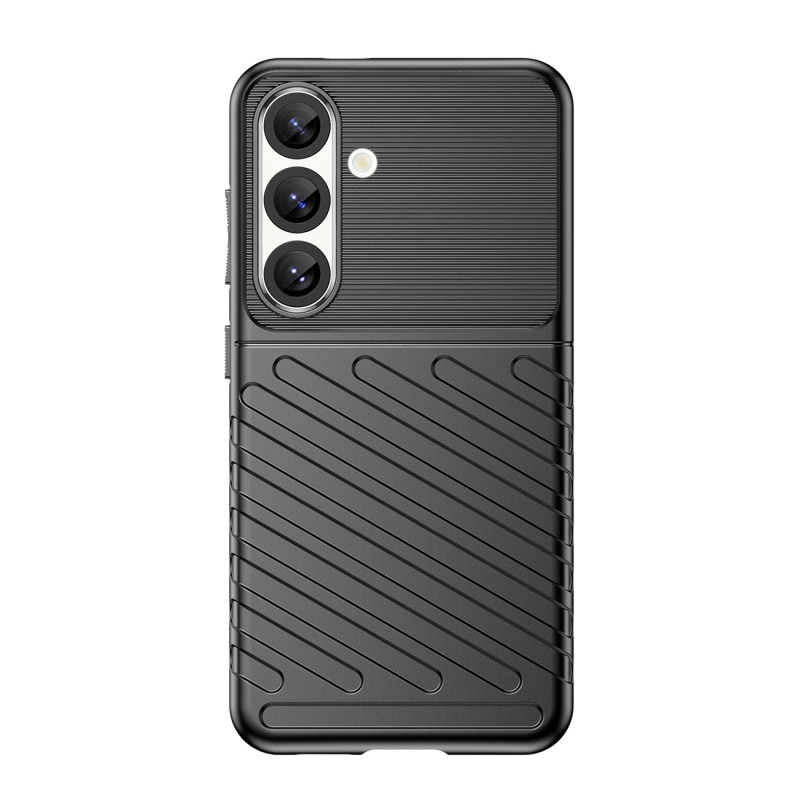 „Thunder Case“ „Samsung Galaxy S25“ silikoninis šarvuotas dėklas, juodas