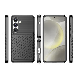 „Thunder Case“ „Samsung Galaxy S25“ silikoninis šarvuotas dėklas, juodas