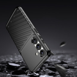 „Thunder Case“ „Samsung Galaxy S25“ silikoninis šarvuotas dėklas, juodas