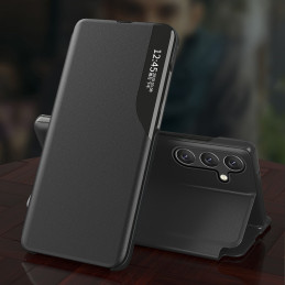 Eko odos dėklas „Samsung Galaxy S25“ su atlenkiamu stovu – juodas