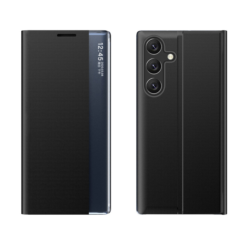 Naujas miego dėklas, skirtas „Samsung Galaxy S25+“ su atlenkiama ir stovu – juodas