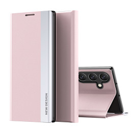 „Sleep Case Pro“ dėklas „Samsung Galaxy S25+“ su atlenkimu ir stovu – rožinis