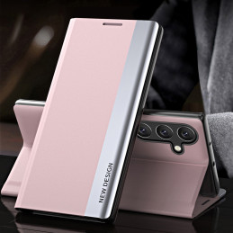 „Sleep Case Pro“ dėklas „Samsung Galaxy S25+“ su atlenkimu ir stovu – rožinis