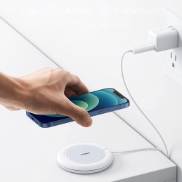 Ugreen CD245 40123 belaidis Qi / MagSafe įkroviklis 15W su USB-C laidu - balta