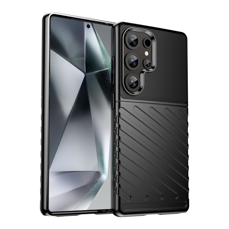 „Thunder Case“ dėklas „Samsung Galaxy S25 Ultra“ silikoninis šarvuotas dėklas – juodas