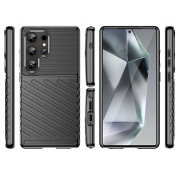 „Thunder Case“ dėklas „Samsung Galaxy S25 Ultra“ silikoninis šarvuotas dėklas – juodas
