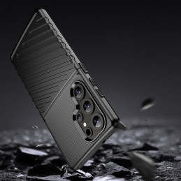 „Thunder Case“ dėklas „Samsung Galaxy S25 Ultra“ silikoninis šarvuotas dėklas – juodas