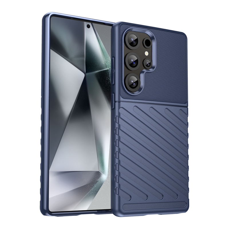 „Thunder Case“ „Samsung Galaxy S25 Ultra“ silikoninis šarvuotas dėklas – mėlynas