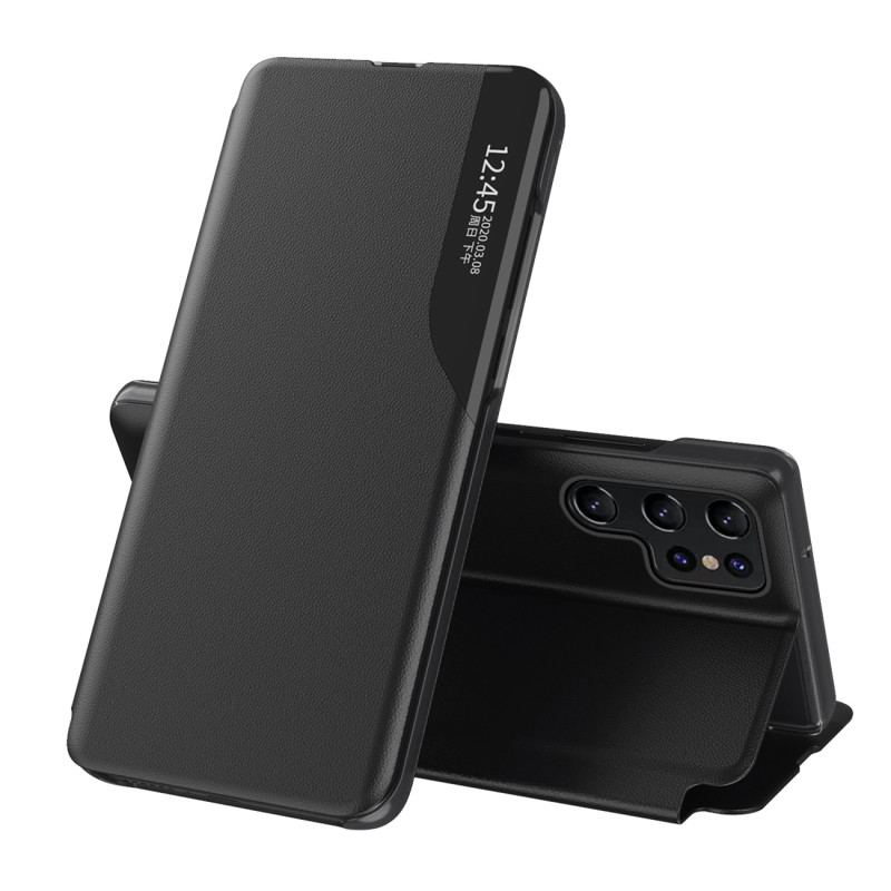 Eko odos dėklas „Samsung Galaxy S25 Ultra“ su atlenkimu ir stovu – juodas