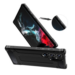 Hibridinis šarvuotas dėklas, skirtas „Samsung Galaxy S25 Ultra“ šarvuotas hibridinis dėklas – juodas