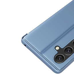 „Clear View“ dėklas, skirtas „Samsung Galaxy S24 FE“ su atlenkiama danga – mėlynas